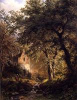 Koekkoek, Barend Cornelis - Boslandschap Met Kapel sous Bois